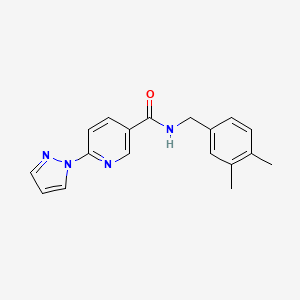 molecular formula C18H18N4O B2735996 N-(3,4-dimethylbenzyl)-6-(1H-pyrazol-1-yl)nicotinamide CAS No. 1251552-10-9