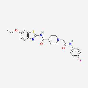 molecular formula C23H25FN4O3S B2736001 N-(6-ethoxy-1,3-benzothiazol-2-yl)-1-{[(4-fluorophenyl)carbamoyl]methyl}piperidine-4-carboxamide CAS No. 954079-54-0