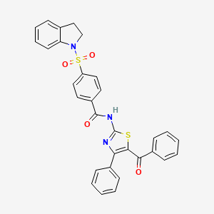 molecular formula C31H23N3O4S2 B2736019 N-(5-benzoyl-4-phenylthiazol-2-yl)-4-(indolin-1-ylsulfonyl)benzamide CAS No. 394228-72-9
