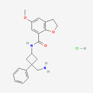 molecular formula C21H25ClN2O3 B2736026 N-[3-(Aminomethyl)-3-phenylcyclobutyl]-5-methoxy-2,3-dihydro-1-benzofuran-7-carboxamide;hydrochloride CAS No. 2418642-48-3