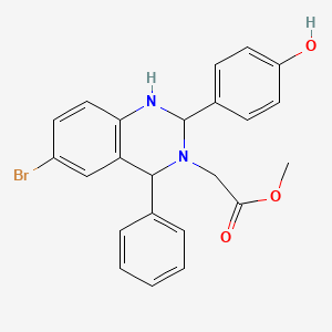 molecular formula C23H21BrN2O3 B2736029 methyl 2-[6-bromo-2-(4-hydroxyphenyl)-4-phenyl-1,2,3,4-tetrahydroquinazolin-3-yl]acetate CAS No. 380890-81-3