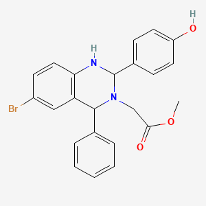 Methyl 2-[6-bromo-2-(4-hydroxyphenyl)-4-phenyl-2,4-dihydro-1H-quinazolin-3-yl]acetate