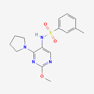 molecular formula C16H20N4O3S B2736056 N-(2-methoxy-4-(pyrrolidin-1-yl)pyrimidin-5-yl)-3-methylbenzenesulfonamide CAS No. 1797622-44-6