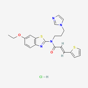 molecular formula C22H23ClN4O2S2 B2736068 (E)-N-(3-(1H-imidazol-1-yl)propyl)-N-(6-ethoxybenzo[d]thiazol-2-yl)-3-(thiophen-2-yl)acrylamide hydrochloride CAS No. 1217214-29-3
