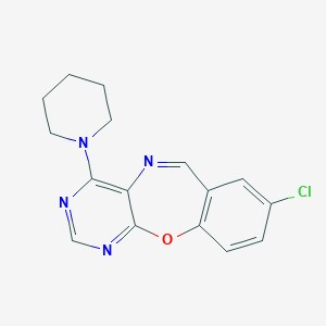 molecular formula C16H15ClN4O B273607 8-chloro-4-(piperidin-1-yl)pyrimido[4,5-b][1,4]benzoxazepine 