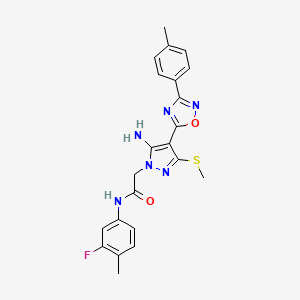 2-[5-amino-4-[3-(4-methylphenyl)-1,2,4-oxadiazol-5-yl]-3-(methylthio)-1H-pyrazol-1-yl]-N-(3-fluoro-4-methylphenyl)acetamide