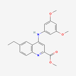 molecular formula C21H22N2O4 B2736089 N-(3-chloro-4-fluorobenzyl)-3-(2-isopropyl-1H-benzimidazol-5-yl)propanamide CAS No. 1206999-58-7