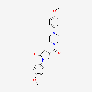 molecular formula C23H27N3O4 B2736097 1-(4-Methoxyphenyl)-4-[4-(4-methoxyphenyl)piperazine-1-carbonyl]pyrrolidin-2-one CAS No. 1252851-86-7