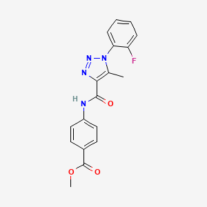 molecular formula C18H15FN4O3 B2736100 methyl 4-(1-(2-fluorophenyl)-5-methyl-1H-1,2,3-triazole-4-carboxamido)benzoate CAS No. 924819-01-2