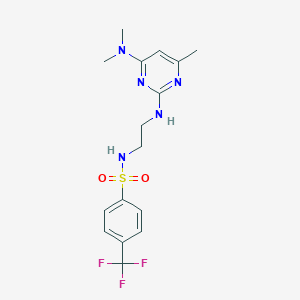 molecular formula C16H20F3N5O2S B2736101 N-(2-((4-(dimethylamino)-6-methylpyrimidin-2-yl)amino)ethyl)-4-(trifluoromethyl)benzenesulfonamide CAS No. 1207024-23-4