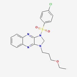 molecular formula C20H21ClN4O3S B2736105 1-((4-chlorophenyl)sulfonyl)-3-(3-ethoxypropyl)-2,3-dihydro-1H-imidazo[4,5-b]quinoxaline CAS No. 848755-28-2