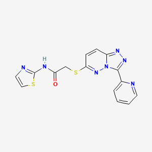 molecular formula C15H11N7OS2 B2736145 2-{[3-(pyridin-2-yl)-[1,2,4]triazolo[4,3-b]pyridazin-6-yl]sulfanyl}-N-(1,3-thiazol-2-yl)acetamide CAS No. 868967-87-7