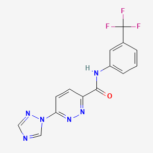 molecular formula C14H9F3N6O B2736146 6-(1H-1,2,4-triazol-1-yl)-N-(3-(trifluoromethyl)phenyl)pyridazine-3-carboxamide CAS No. 1448122-94-8