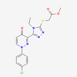 molecular formula C17H16ClN5O3S B2736148 methyl 2-({5-[1-(4-chlorophenyl)-4-oxo-1,4-dihydro-3-pyridazinyl]-4-ethyl-4H-1,2,4-triazol-3-yl}sulfanyl)acetate CAS No. 478077-62-2