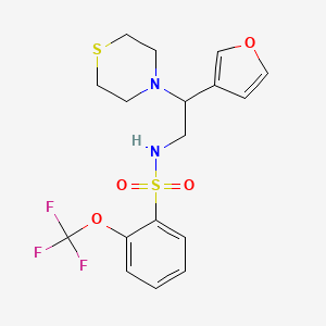 molecular formula C17H19F3N2O4S2 B2736150 N-(2-(furan-3-yl)-2-thiomorpholinoethyl)-2-(trifluoromethoxy)benzenesulfonamide CAS No. 2034547-35-6