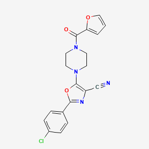 molecular formula C19H15ClN4O3 B2736155 2-(4-Chlorophenyl)-5-(4-(furan-2-carbonyl)piperazin-1-yl)oxazole-4-carbonitrile CAS No. 903862-06-6