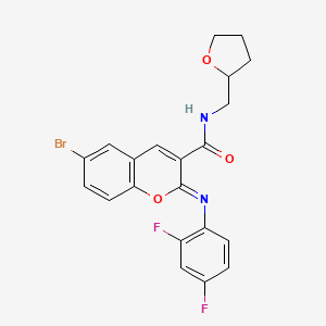 molecular formula C21H17BrF2N2O3 B2736156 (2Z)-6-bromo-2-[(2,4-difluorophenyl)imino]-N-(tetrahydrofuran-2-ylmethyl)-2H-chromene-3-carboxamide CAS No. 1327180-06-2