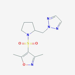 molecular formula C12H17N5O3S B2736163 2-({1-[(3,5-二甲基-1,2-噁唑-4-基)磺酰]吡咯烷-2-基}甲基)-2H-1,2,3-三唑 CAS No. 2097911-93-6