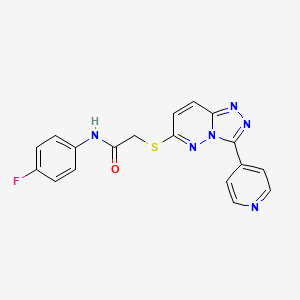 molecular formula C18H13FN6OS B2736166 N-(4-氟苯基)-2-[(3-吡啶-4-基-[1,2,4]三唑并[4,3-b]吡啶-6-基)硫基]乙酰胺 CAS No. 868969-70-4