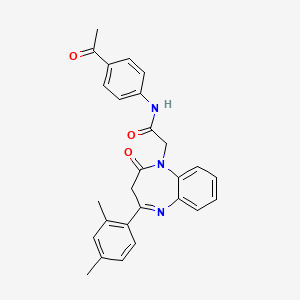 molecular formula C27H25N3O3 B2736182 N-(4-acetylphenyl)-2-[4-(2,4-dimethylphenyl)-2-oxo-2,3-dihydro-1H-1,5-benzodiazepin-1-yl]acetamide CAS No. 932318-19-9
