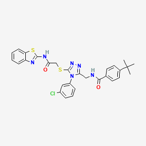 molecular formula C29H27ClN6O2S2 B2736197 N-{[5-({[(1,3-benzothiazol-2-yl)carbamoyl]methyl}sulfanyl)-4-(3-chlorophenyl)-4H-1,2,4-triazol-3-yl]methyl}-4-tert-butylbenzamide CAS No. 391917-43-4