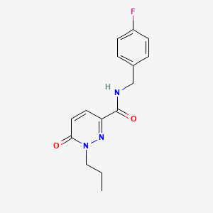 molecular formula C15H16FN3O2 B2736201 N-(4-fluorobenzyl)-6-oxo-1-propyl-1,6-dihydropyridazine-3-carboxamide CAS No. 1049564-26-2