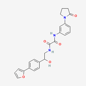 molecular formula C24H23N3O5 B2736236 N'-{2-[4-(furan-2-yl)phenyl]-2-hydroxyethyl}-N-[3-(2-oxopyrrolidin-1-yl)phenyl]ethanediamide CAS No. 2097916-75-9