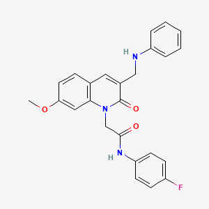 molecular formula C25H22FN3O3 B2736246 N-(4-fluorophenyl)-2-{7-methoxy-2-oxo-3-[(phenylamino)methyl]-1,2-dihydroquinolin-1-yl}acetamide CAS No. 932523-20-1