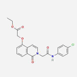 molecular formula C21H19ClN2O5 B2736254 ethyl 2-[(2-{[(4-chlorophenyl)carbamoyl]methyl}-1-oxo-1,2-dihydroisoquinolin-5-yl)oxy]acetate CAS No. 868223-97-6
