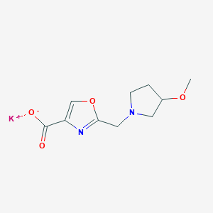 molecular formula C10H13KN2O4 B2736258 Potassium;2-[(3-methoxypyrrolidin-1-yl)methyl]-1,3-oxazole-4-carboxylate CAS No. 2137970-39-7