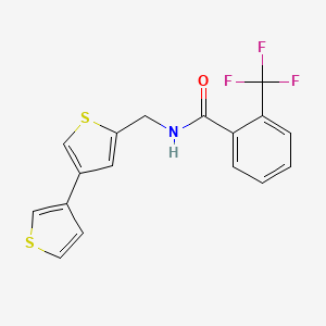 molecular formula C17H12F3NOS2 B2736278 N-({[3,3'-bithiophene]-5-yl}methyl)-2-(trifluoromethyl)benzamide CAS No. 2380057-92-9