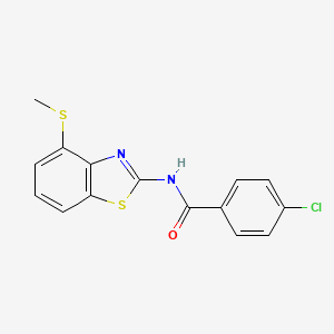 molecular formula C15H11ClN2OS2 B2736286 4-chloro-N-(4-(methylthio)benzo[d]thiazol-2-yl)benzamide CAS No. 922702-37-2