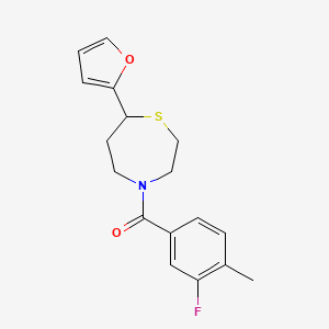 molecular formula C17H18FNO2S B2736288 (3-Fluoro-4-methylphenyl)(7-(furan-2-yl)-1,4-thiazepan-4-yl)methanone CAS No. 1706298-55-6