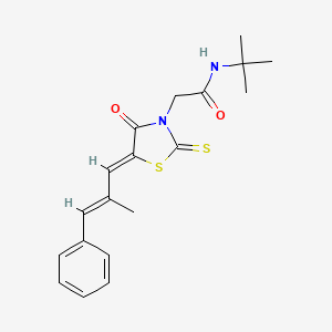 molecular formula C19H22N2O2S2 B2736292 N-(tert-butyl)-2-((Z)-5-((E)-2-methyl-3-phenylallylidene)-4-oxo-2-thioxothiazolidin-3-yl)acetamide CAS No. 682775-49-1