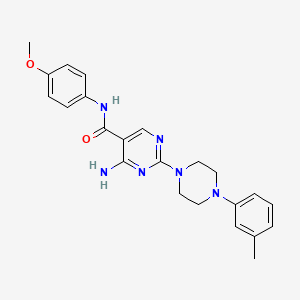 molecular formula C23H26N6O2 B2736293 4-amino-N-(4-methoxyphenyl)-2-[4-(3-methylphenyl)piperazin-1-yl]pyrimidine-5-carboxamide CAS No. 1251572-91-4