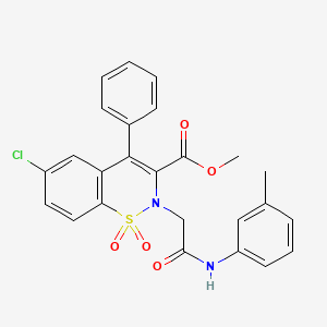 molecular formula C25H21ClN2O5S B2736296 methyl 6-chloro-2-(2-oxo-2-(m-tolylamino)ethyl)-4-phenyl-2H-benzo[e][1,2]thiazine-3-carboxylate 1,1-dioxide CAS No. 1114828-24-8