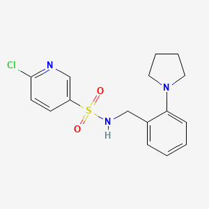 6-chloro-N-{[2-(pyrrolidin-1-yl)phenyl]methyl}pyridine-3-sulfonamide