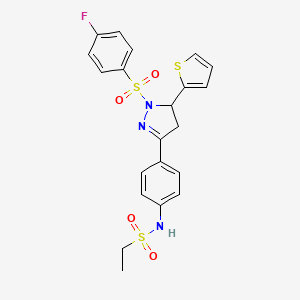 N-(4-(1-((4-fluorophenyl)sulfonyl)-5-(thiophen-2-yl)-4,5-dihydro-1H-pyrazol-3-yl)phenyl)ethanesulfonamide