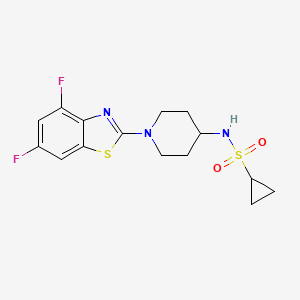 molecular formula C15H17F2N3O2S2 B2736323 N-[1-(4,6-difluoro-1,3-benzothiazol-2-yl)piperidin-4-yl]cyclopropanesulfonamide CAS No. 2415527-33-0