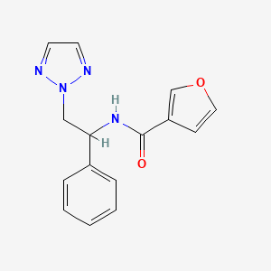 molecular formula C15H14N4O2 B2736346 N-(1-phenyl-2-(2H-1,2,3-triazol-2-yl)ethyl)furan-3-carboxamide CAS No. 2034405-89-3