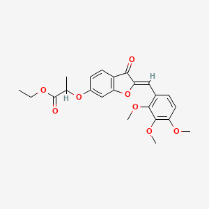 molecular formula C23H24O8 B2736349 (Z)-ethyl 2-((3-oxo-2-(2,3,4-trimethoxybenzylidene)-2,3-dihydrobenzofuran-6-yl)oxy)propanoate CAS No. 620546-69-2