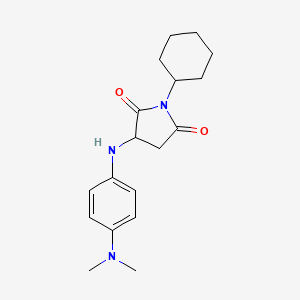 molecular formula C18H25N3O2 B2736351 1-Cyclohexyl-3-((4-(dimethylamino)phenyl)amino)pyrrolidine-2,5-dione CAS No. 1025032-07-8