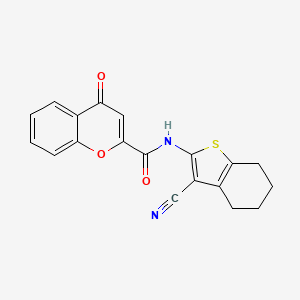 molecular formula C19H14N2O3S B2736352 N-(3-cyano-4,5,6,7-tetrahydro-1-benzothiophen-2-yl)-4-oxo-4H-chromene-2-carboxamide CAS No. 361478-82-2