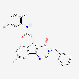 molecular formula C26H20ClFN4O2 B2736354 2-(3-benzyl-8-fluoro-4-oxo-3,4-dihydro-5H-pyrimido[5,4-b]indol-5-yl)-N-(5-chloro-2-methylphenyl)acetamide CAS No. 1185005-07-5