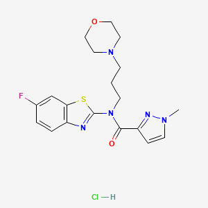 molecular formula C19H23ClFN5O2S B2736358 N-(6-fluorobenzo[d]thiazol-2-yl)-1-methyl-N-(3-morpholinopropyl)-1H-pyrazole-3-carboxamide hydrochloride CAS No. 1185002-51-0