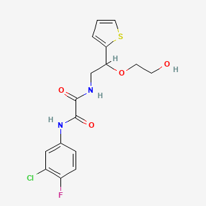 molecular formula C16H16ClFN2O4S B2736359 N'-(3-chloro-4-fluorophenyl)-N-[2-(2-hydroxyethoxy)-2-(thiophen-2-yl)ethyl]ethanediamide CAS No. 2034303-90-5