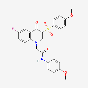 molecular formula C25H21FN2O6S B2736363 2-[6-fluoro-3-(4-methoxyphenyl)sulfonyl-4-oxoquinolin-1-yl]-N-(4-methoxyphenyl)acetamide CAS No. 866813-72-1