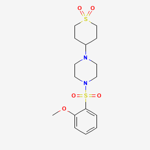 4-(4-((2-methoxyphenyl)sulfonyl)piperazin-1-yl)tetrahydro-2H-thiopyran 1,1-dioxide