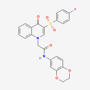 molecular formula C25H19FN2O6S B2736368 N-(2,3-dihydro-1,4-benzodioxin-6-yl)-2-[3-(4-fluorophenyl)sulfonyl-4-oxoquinolin-1-yl]acetamide CAS No. 866729-36-4