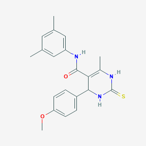 molecular formula C21H23N3O2S B2736371 N-(3,5-dimethylphenyl)-4-(4-methoxyphenyl)-6-methyl-2-sulfanylidene-1,2,3,4-tetrahydropyrimidine-5-carboxamide CAS No. 459201-67-3